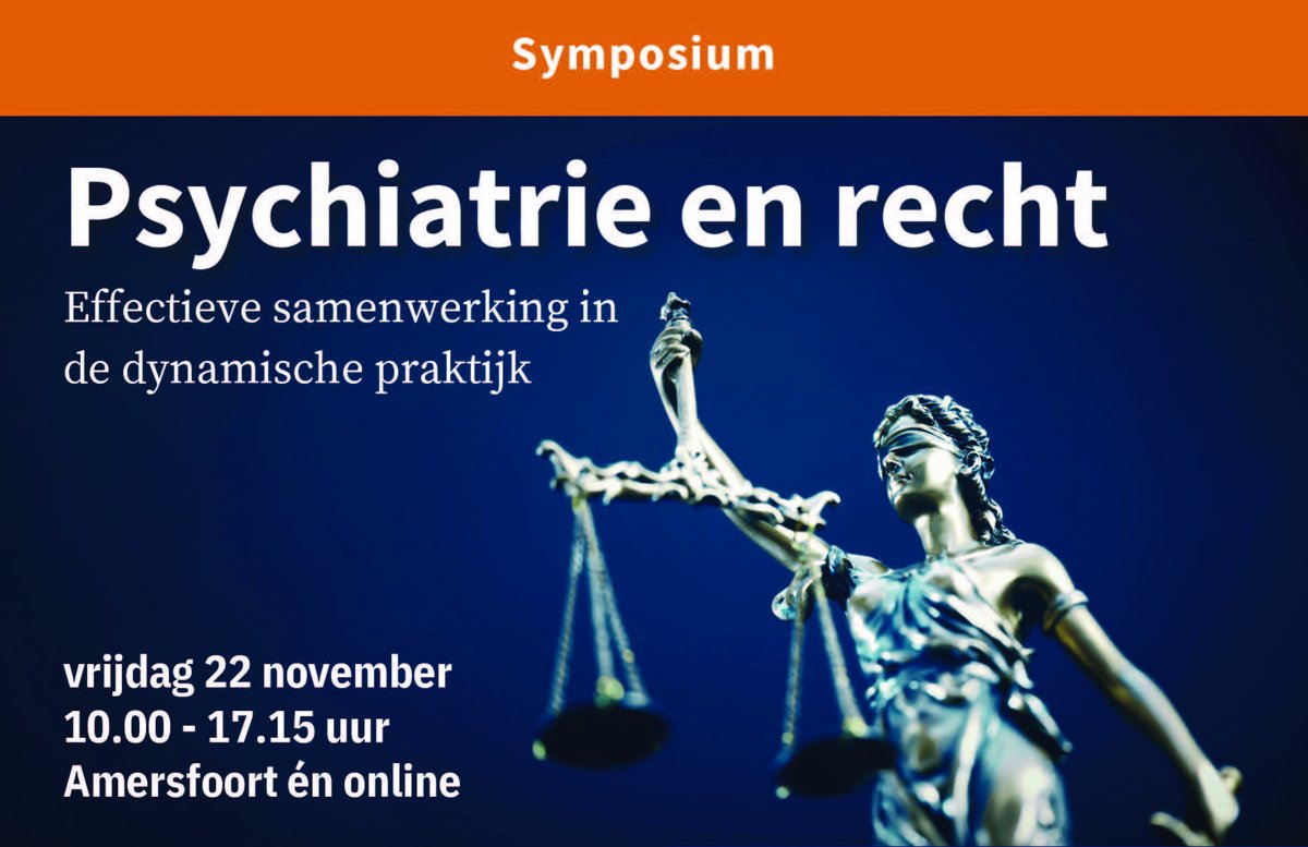Op vrijdag 22 november organiseren het Tijdschrift voor Psychiatrie en Boom Psychologie&amp;Psychiatrie in Amersfoort een symposium over psychiatrie en recht. Bekijk het volledige programma en schrijf je in via: platform.boompsychologie.nl/academy/recht/