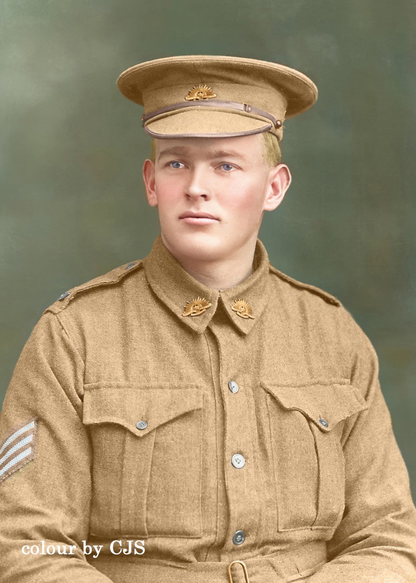 colourbyCJS's tweet image. 2nd Lieutenant Cyril McPherson was from Victoria, Australia. His family were farmers. Serving with “C” company of the 38th Infantry Battalion A.I.F he fought at Messines and Ypres in 1917. He survived serious wounds in October 1917 died in May 1960 aged 67.