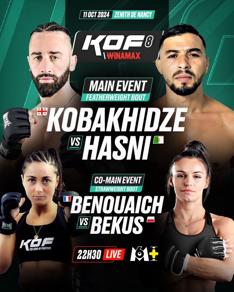 M6plusofficiel's tweet photo. 🥊Le KOF MMA débarque sur @m6plus🥊
La ligue de MMA la plus représentée en France revient vendredi avec une 𝙁𝙄𝙂𝙃𝙏𝘾𝘼𝙍𝘿 exceptionnelle à Nancy #KOF8 ! 
💥Suivez les 4 derniers combats de la soirée en direct sur @M6plusofficiel à partir de 22.30 https://t.co/93Pkws2C3y