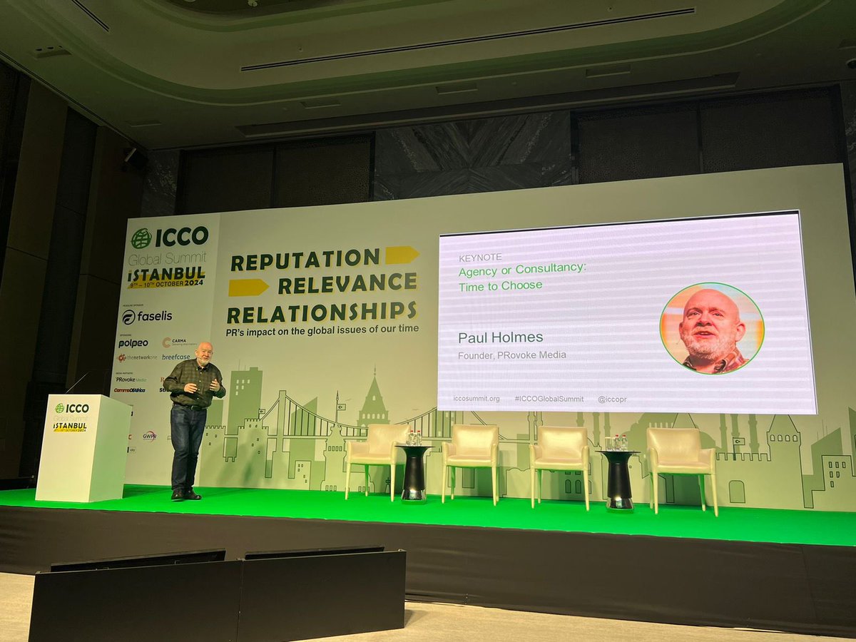 nitinmantri's tweet photo. Session 2 at the #ICCOGlobalSummit: Paul Holmes, Founder of @Provoke_News, kicks off his keynote,  "Agency or Consultancy – Time to Choose." Exploring the evolving role of PR firms and the future of the industry.

#AgencyVsConsultancy #PRFuture #ICCO2024 #LeadershipInPR

@ICCOpr @avianWE @chase_india