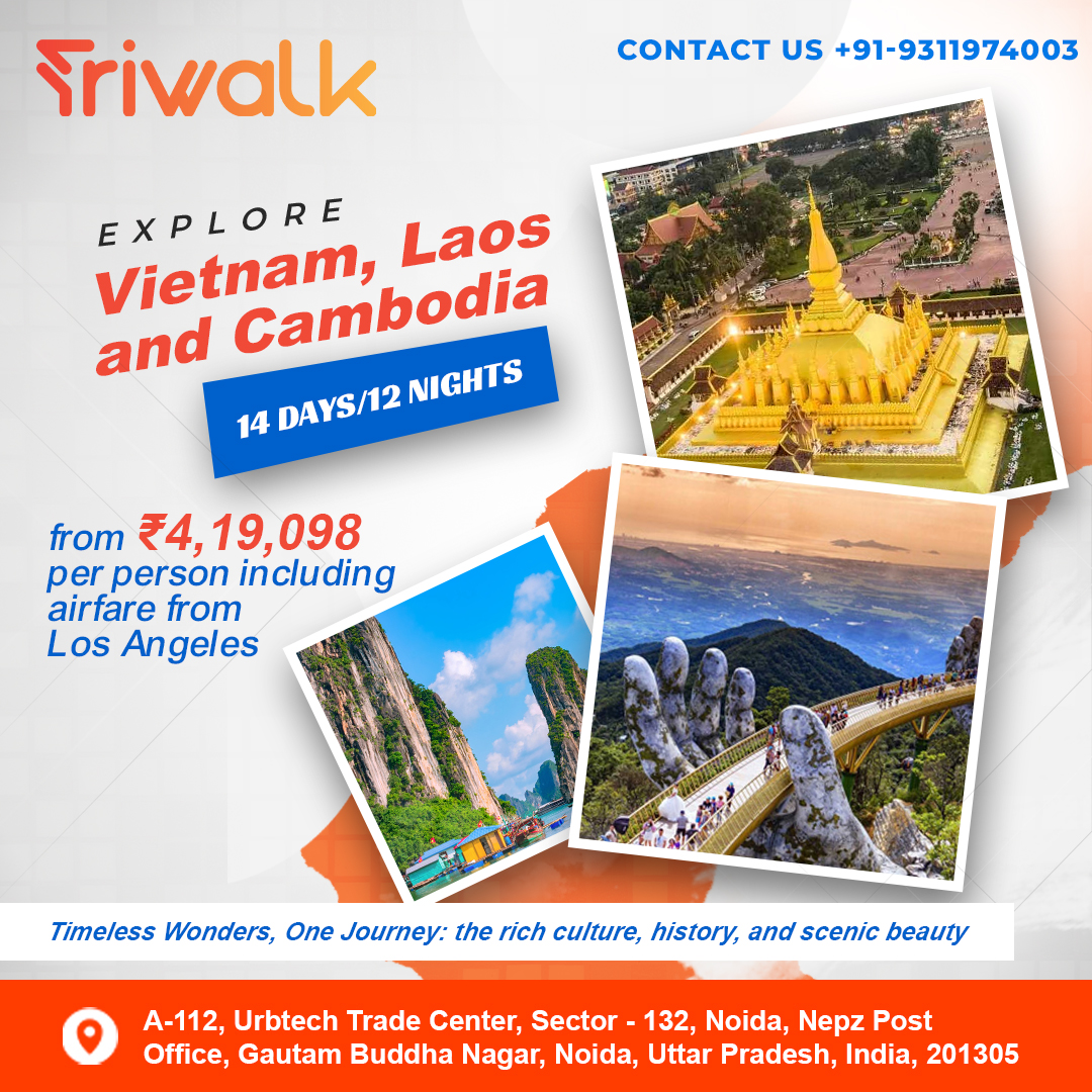 triwalktours's tweet image. Adventure awaits!  Discover Vietnam, Laos &amp;amp; Cambodia on a 14-day journey.  Mystical temples, golden coastlines &amp;amp; more!  From ₹4,19,098/person (airfare from LA). Contact us +91 9311974003 
#TravelAsia #SoutheastAsiaTrip #VietnamTravel #LaosAdventures #CambodiaCulture
