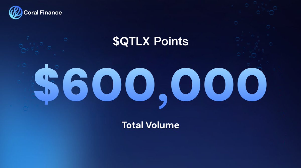 Coral_Finance's tweet photo. $600,000 of $corQTLX @quantlytica 

#CoralFinance #QTLX #PreMarketTrading #prelisting https://t.co/Mpm5nU6pq8
