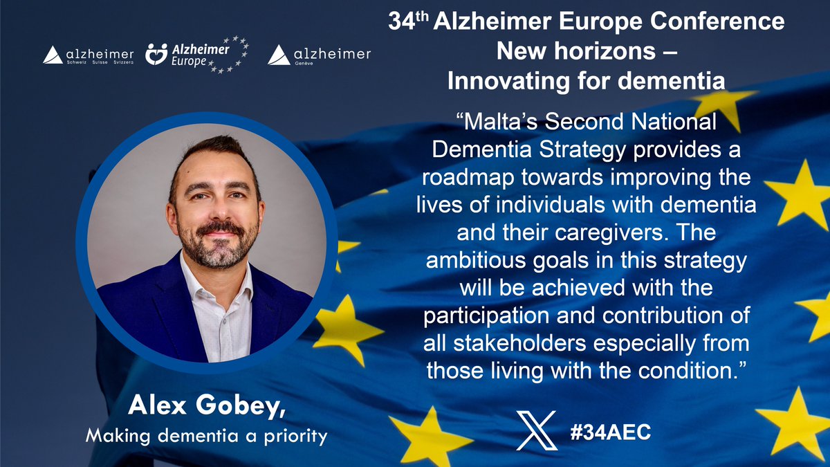 AlzheimerEurope's tweet photo. #34AEC Meet the speakers: @AlexGobey is speaking at the @AlzheimerEurope conference 'New horizons - Innovating for dementia' on 'Malta�s 2nd National Dementia Strategy � 2024-2031.' https://t.co/knJSbM3xMV
