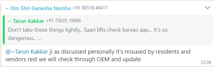 8sukush's tweet photo. @signatureglobal your maintenance team at Sec 81 Signature synera is misguiding for the lift failure to the resident. the lift fell from the 3rd floor and one women and kids just saved and the maintenance guy is playing in whatsapp messages. how can we trust Signature group https://t.co/aYyhVGtIiL