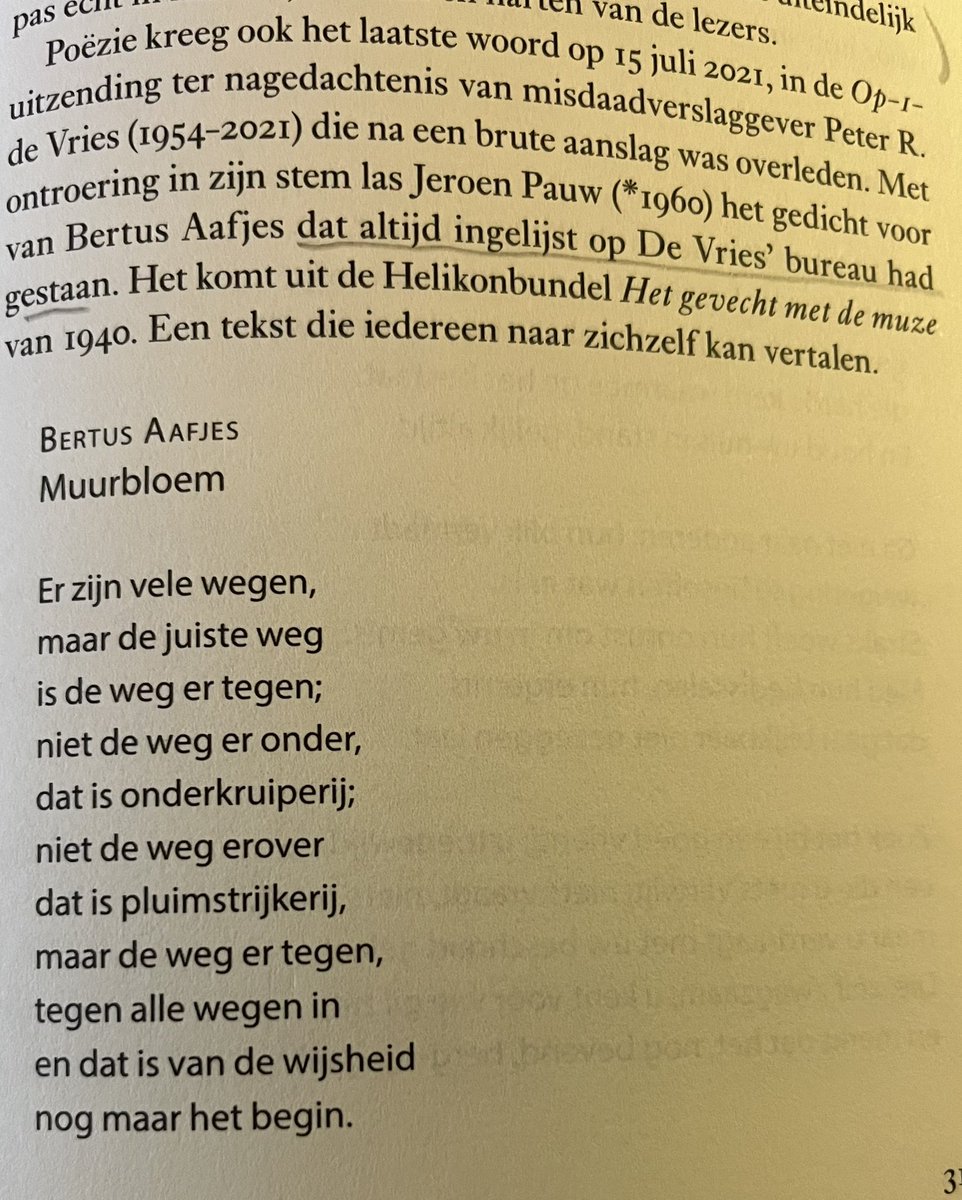 blaisetolky's tweet image. Geef aan #poëzie het laatste woord
#PeterRdeVries #JeroenPauw #BertusAafjes #Muurbloem 
Uit #Eengedichtisookmaareending van @LidewijdeParis👇