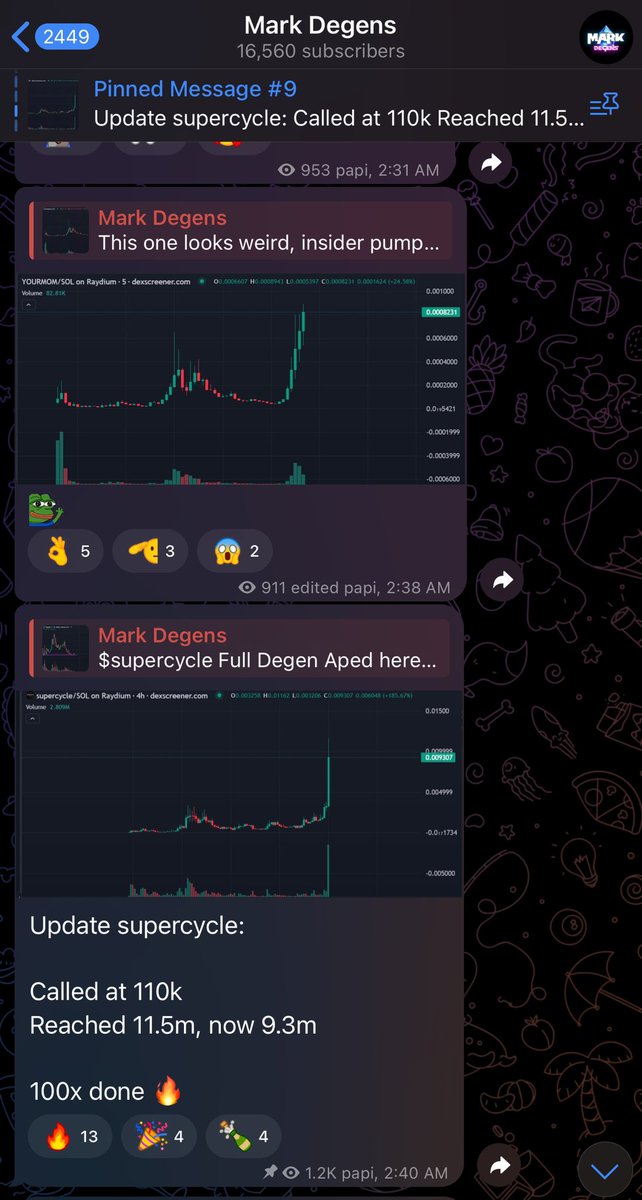 CryptoMarkETH's tweet photo. Gm ❤️

Let me show you how one of the best Shitcoiner in 2024-2025 Looks 

Just tomorrow we gave just on Degen Channel - https://t.co/Clbqc4UXmz

$SUPERCYCLE - 100x - called at 110k and went 11.5M
$ALPHA - 40x - called at 100k reached 4m https://t.co/23ktpbDTZk