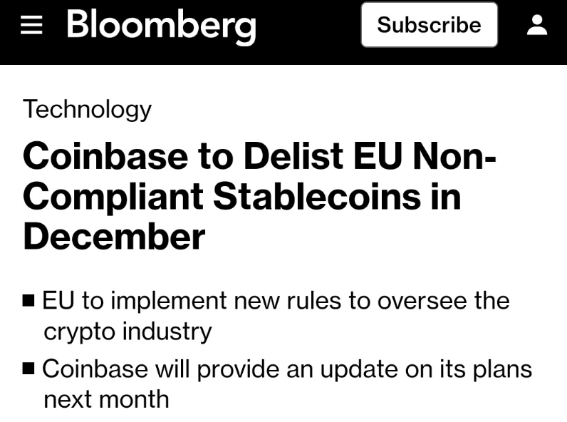 paddi_hansen's tweet photo. The shift in stablecoin market structure in the EU is well underway 🇪🇺

EU Crypto Asset Service Providers (CASPs), including major players like Coinbase and Binance, are starting to phase out and delist stablecoins that are not regulated under MiCA. This trend will only accelerate as MiCA enters into application for CASPs at the end of this year.

Currently, of the top 50 stablecoins by market cap globally, only USDC and EURC are issued as compliant e-money tokens under MICA rules.

We are doubling down on our efforts the EU. If you are looking to work with EU regulated stablecoins, reach out. Bullish on USDC & EURC in the EU!