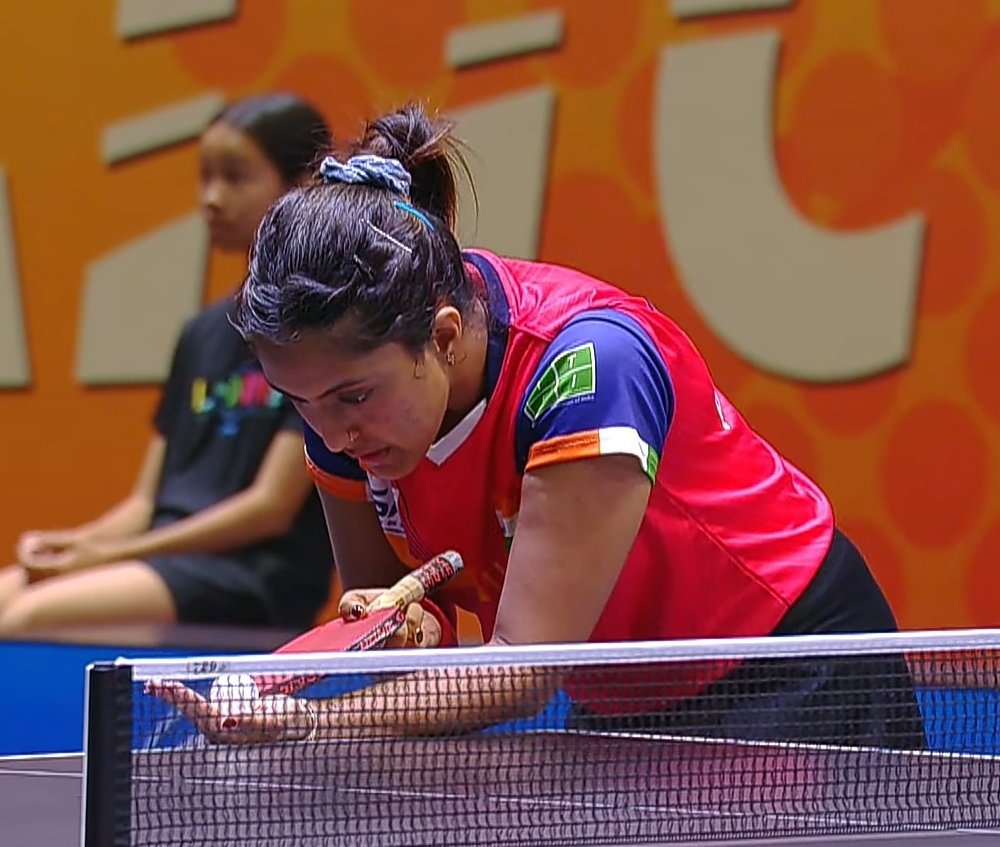 RajHomelander's tweet photo. Ayhika Mukherjee Lost The First match Against Miwa Harimoto .
India🇮🇳 0 - 1 🇯🇵 Japan
Next match Manika vs Satsuki
📸:-ATTU LIVE YT
#TableTennis #AsianChampionship #INDvsJAP https://t.co/sNkFcPwaCq