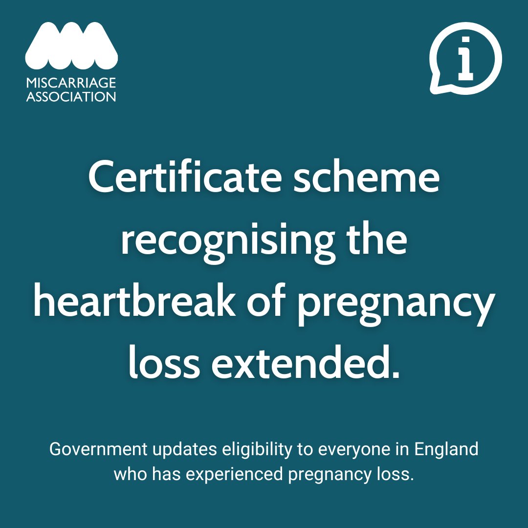 We’re pleased to share that the Government has announced that everyone in England who has experienced pregnancy loss —regardless of when it occurred —can now apply for a certificate that formally acknowledges their loss.

(1/2)