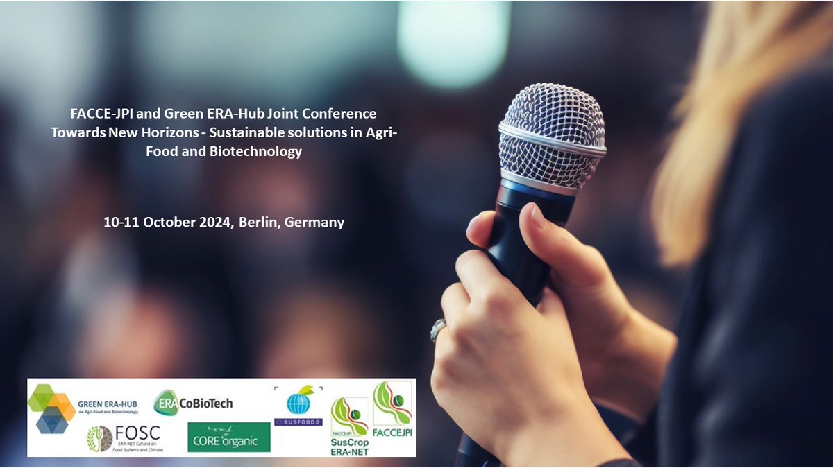 🚨  Join us tomorrow at the FACCE-JPI &amp; Green ERA-Hub Joint Conference 2024!
🌱 Towards New Horizons: Sustainable Solutions in Agri-Food &amp; Biotech
 🗓 10-11 October
 📍Berlin or Online
Register for online attendance here:
 surveymonkey.com/r/JC2024_online
 #FACCEJPI #GreenERAHub