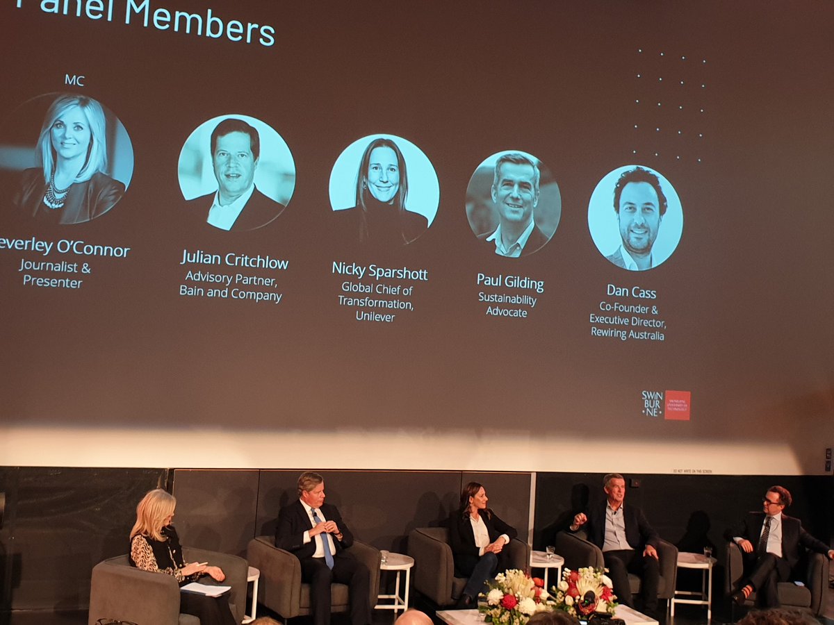 Terrific panel to discuss the bold action and transformation required to prevent climate chaos. "Sustainability" is too mild a term, says <a href="/Swinburne/">Swinburne University of Technology</a>'s Chancellor Jon Pollaers.