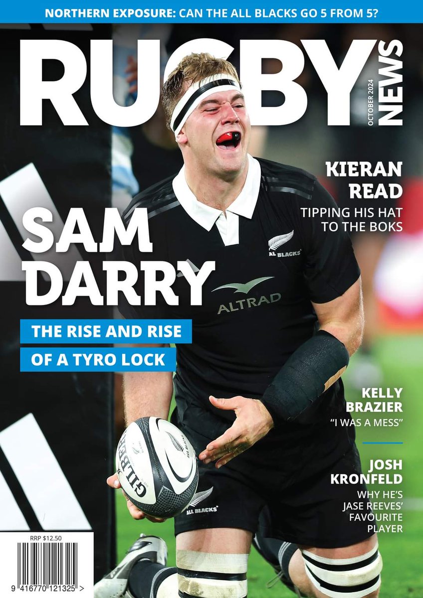 mag_rugby's tweet photo. The October issue of Rugby News magazine is out now. 
There is a heap of good stuff inside, including an exclusive interview with new All Blacks lock Sam Darry, Earle Kirton, a northern tour preview, Kelly Brazier, Jase Reeves, who writes on Josh Kronfeld as his MFP essay, https://t.co/wyXWyHRcTY