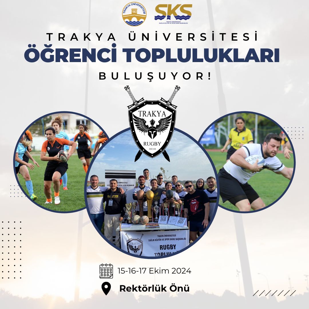 Üniversiteli arkadaşım! 

Eğitimin için geldiğin Edirne'de, üniversite yıllarına değer katacak bir topluluk var. 

Yeni akademik yılda beraber olalım💪🏉
#trakyarugby
#trakyaüniversitesi #edirne #rugby  <a href="/trakya_univ/">Trakya Üniversitesi</a>