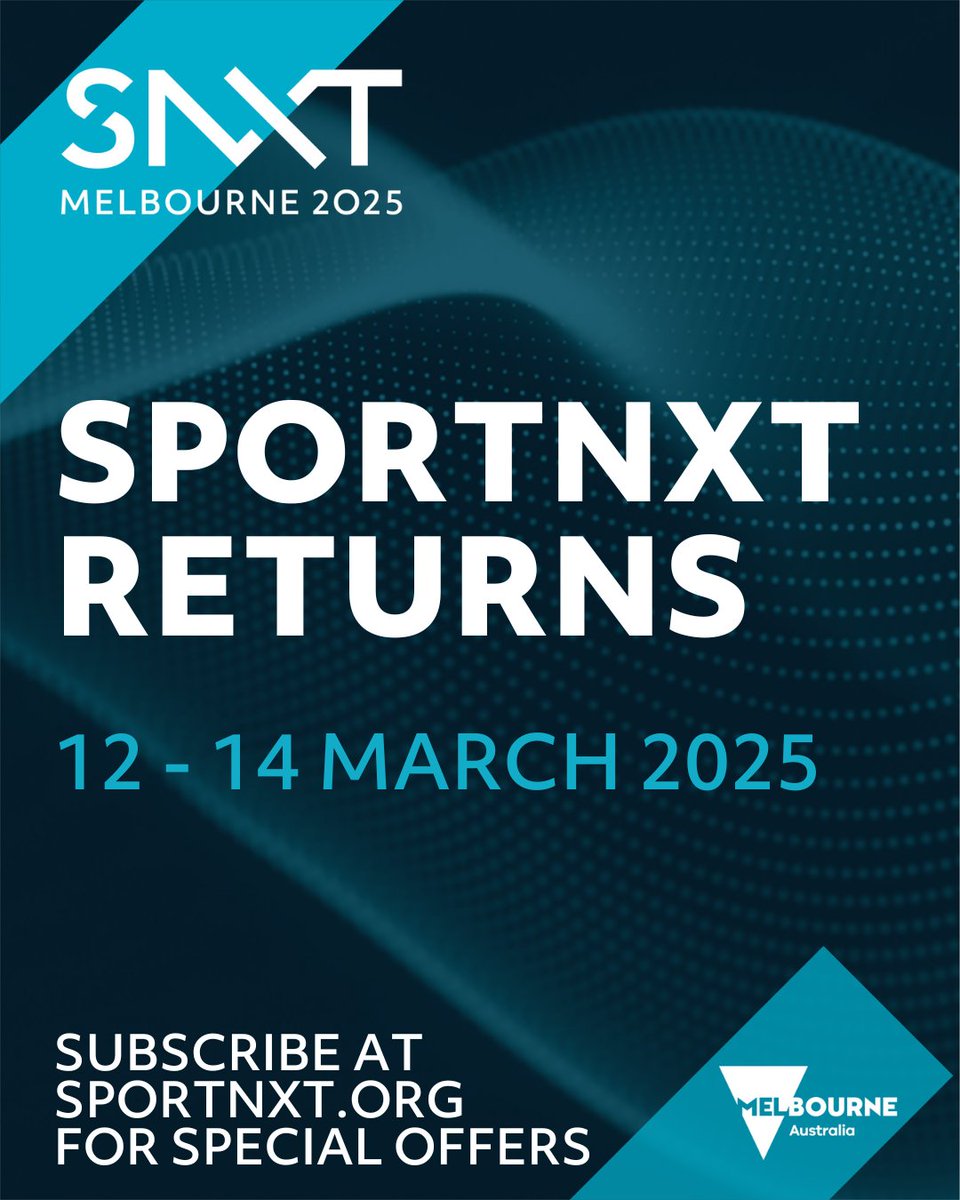 sportnxtau's tweet photo. 🚨Exciting News🚨

✅ In partnership with the Victorian Government, we are pleased to confirm SportNXT Melbourne 2025 dates.

📆 12 – 14 March 2025

🔜 More announcements coming soon.
@VicGovAu @Global_Vic @Melbourne @TEGSport @JamTVAustralia https://t.co/F1ymhq5xic