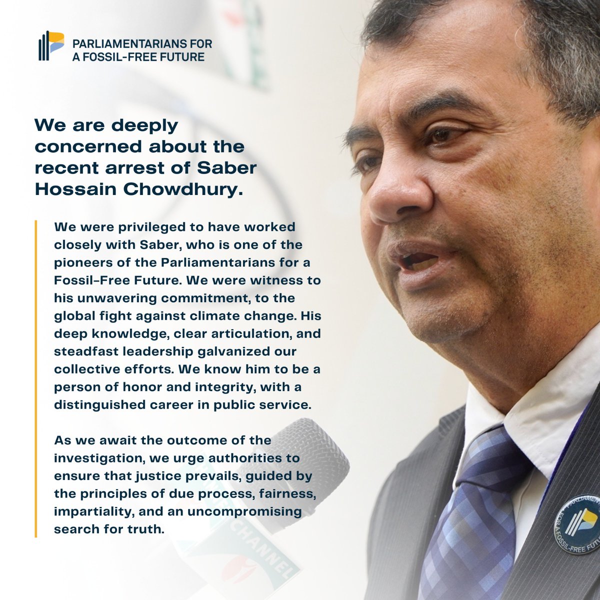 We are deeply concerned about the recent arrest of Saber Hossain Chowdhury. We urge authorities to ensure that justice prevails.
Full statement: fossilfuelfreefuture.org/news/statement…
