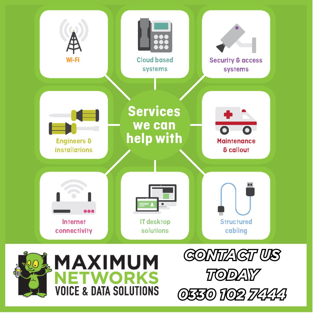MaximumNetworks's tweet image. We provide a range of IT and Telephony Services:

Wi-Fi Services
Cloud-Based Telephony
Engineers and Installation
Maintenance &amp;amp; Callouts
Security &amp;amp; Access systems &amp;amp; a lot more.

Call our team:

📱 0330 102 7444

#keepitsimple
#maximumnetworks
#cloudbasedtelephony
#WIFI