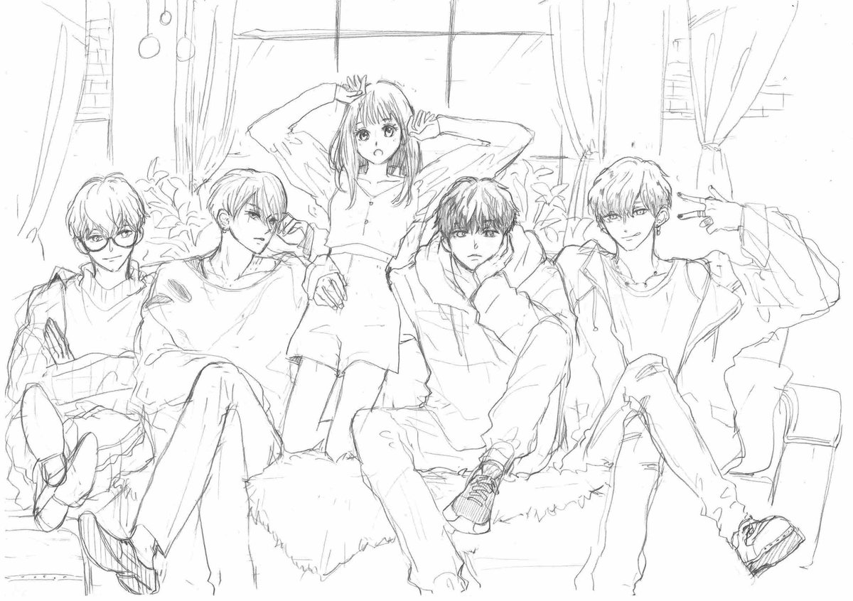 最初の扉ラフ画。キャライメージを作ってるときだったので藍のピアス違いますね 