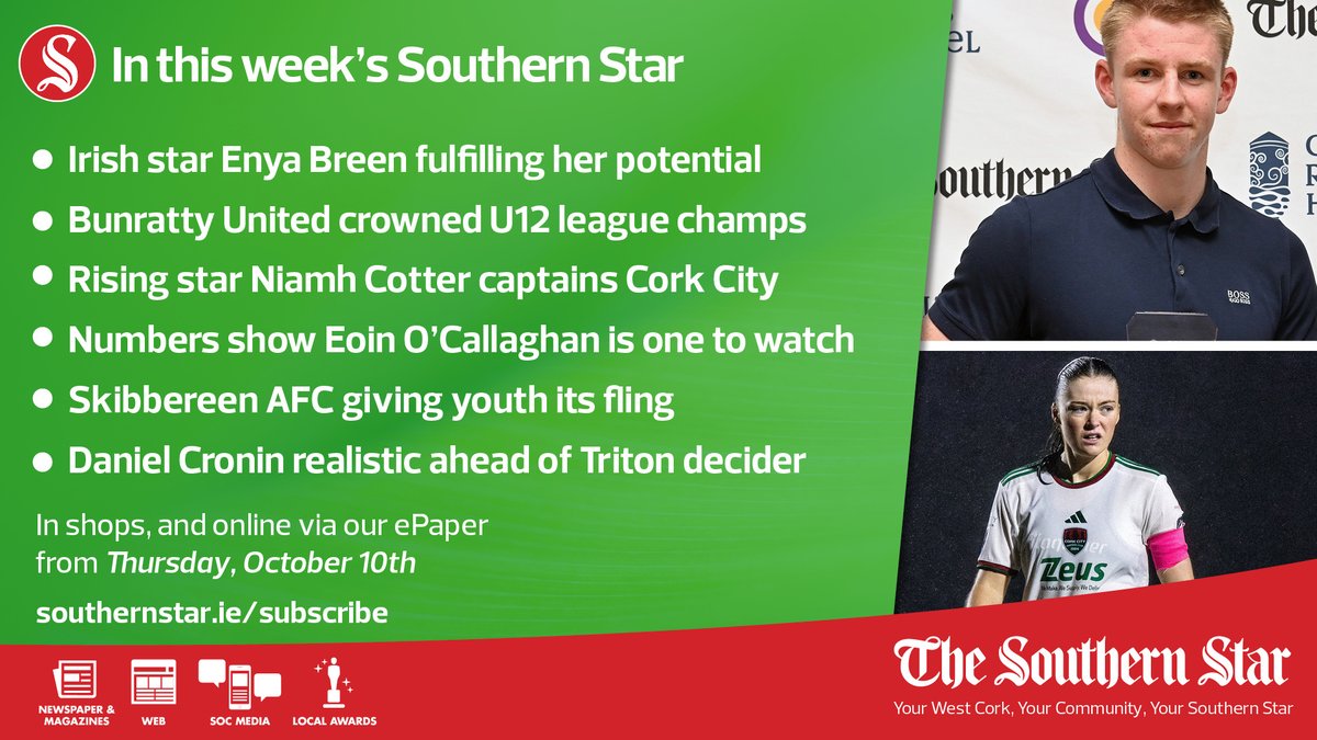 Kieran McCarthy (@kieranmcc_ss) on Twitter photo There's so much in Thursday's <a href="/SouthernStarIRL/">The Southern Star</a> Sport we need another promo graphic!
To subscribe ➡️ southernstar.ie/subscribe There's so much in Thursday's <a href="/SouthernStarIRL/">The Southern Star</a> Sport we need another promo graphic!
To subscribe ➡️ southernstar.ie/subscribe