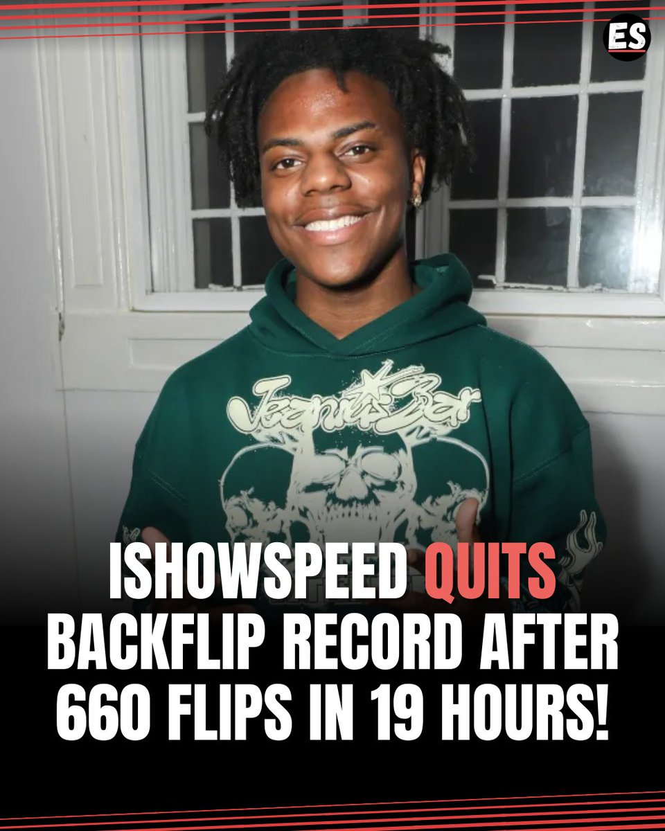 ES_sportsnews's tweet image. Kudos to @ishowspeedsui 🤯Still a remarkable achievement! The World Record still stands at 1008 in 24 hours.
#Ishowspeed #Backflips #flips #Streaming #Streamer