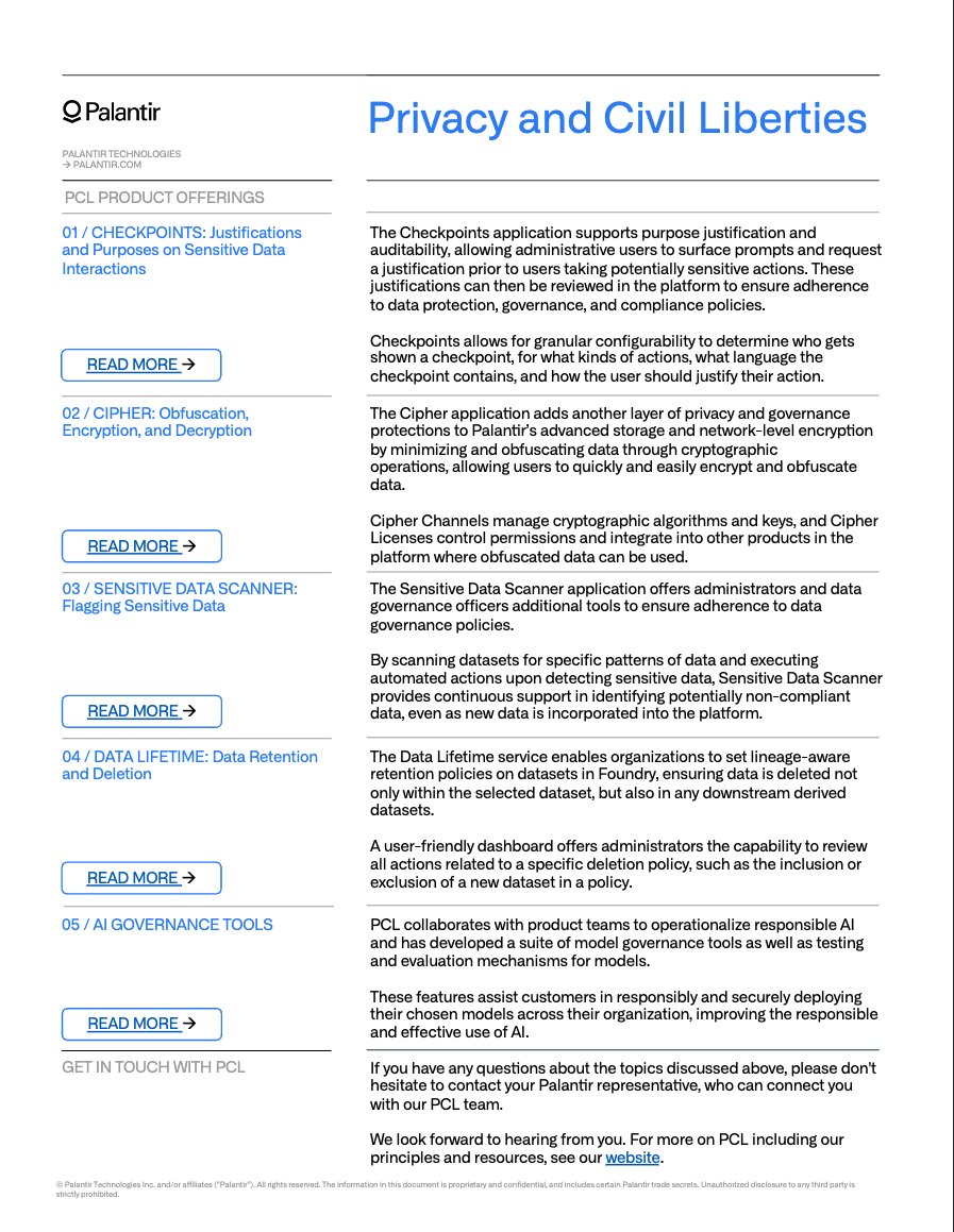 PalantirPrivacy's tweet image. Privacy and Civil Liberties (PCL) engineering is a core part of #Palantir and its mission - learn more about the team and the products we build across privacy, governance, and responsible AI domains