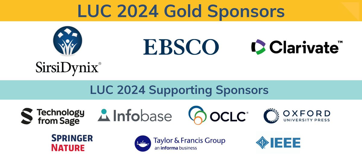 The 2024 LOUIS Users Conference is starting right now! Learn about LUC here: bit.ly/4gOWUKT 

We want to thank the sponsors who help make this year's conference great!

<a href="/EBSCO/">EBSCO</a> <a href="/Clarivate/">Clarivate</a> <a href="/SirsiDynix/">SirsiDynix</a> <a href="/SpringerNature/">Springer Nature</a> <a href="/InfobaseInc/">Infobase</a> <a href="/IEEEorg/">IEEE</a> <a href="/OCLC/">OCLC</a> <a href="/OxUniPress/">Oxford University Press</a> <a href="/tandfonline/">Taylor & Francis Research Insights</a>