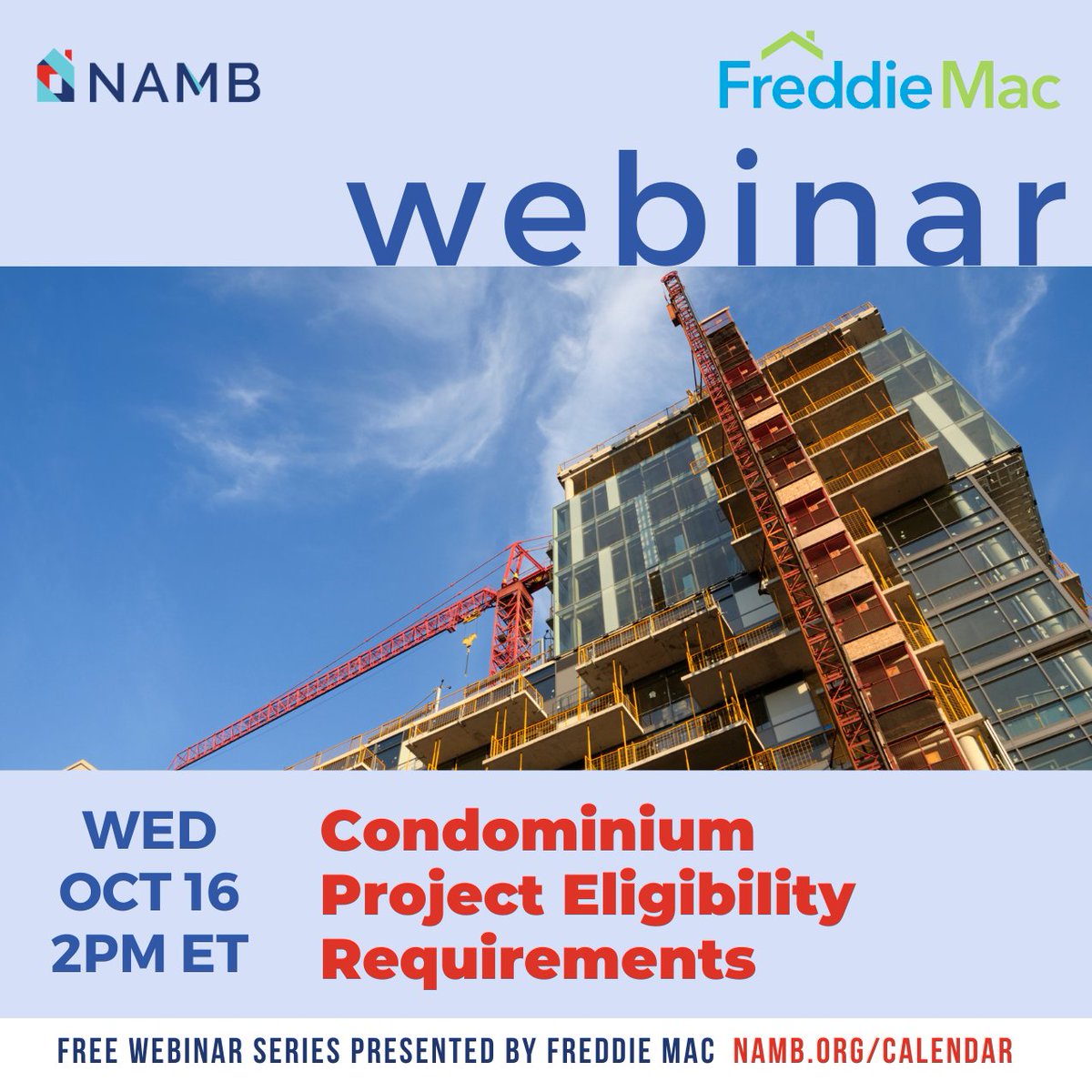 NAMBpros's tweet image. Learn about Condominium Project Review &amp;amp; General Project Eligibility requirements as we navigate the four different project review types, ineligible projects &amp;amp; those exempt from review. Presented by NAMB &amp;amp; Freddie Mac. Wed, Oct 16, 2pm. Register: zurl.co/83SE