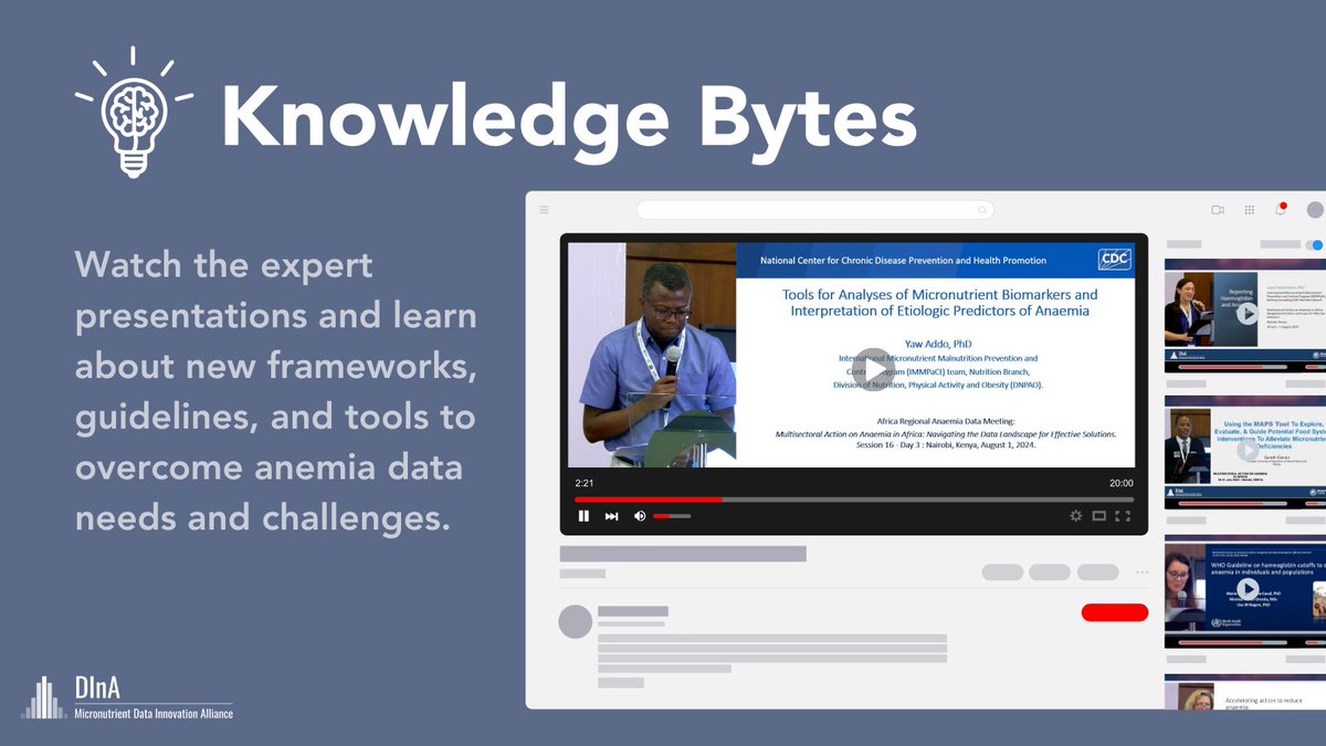 MNForum's tweet photo. 📊 At #DInA's Africa regional #anemia data meeting, we explored frameworks, tools &amp; guidelines to address #data challenges &amp; needs. "Knowledge Bytes" are now available! 

🔗 Learn about ways to identify anemia determinants &amp; translate data: https://t.co/lPqEvGaSg1

#DataMatter https://t.co/PQyJ3yOV9e