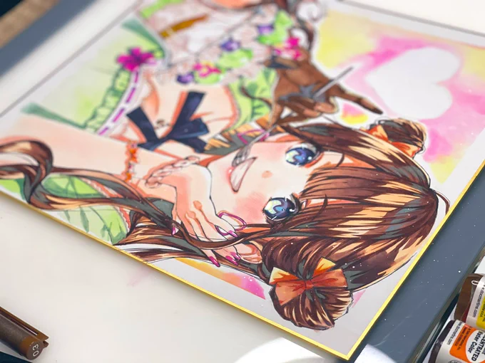 色紙完成!紆余曲折しながら描いた生原稿ぜひ見にきてくださいね 