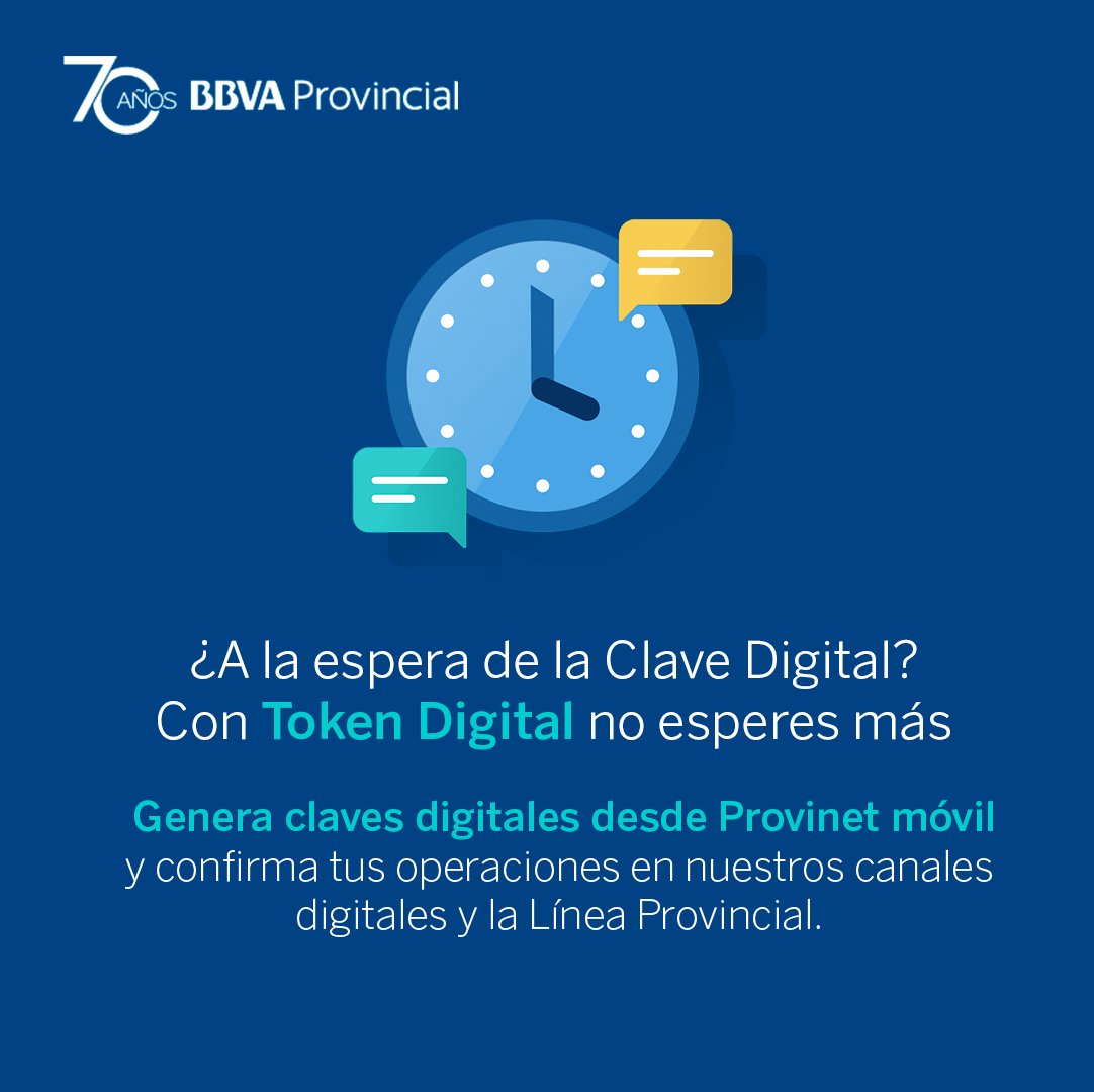 BBVAProvincial's tweet photo. ¿Qué esperas? Actualiza Provinet móvil, activa Token Digital y comienza a generar claves digitales desde tu celular sin necesidad de usar datos móviles o conexión a internet. Para más información visita https://t.co/BfzdyUmTPU #TokenDigital #BBVAProvincial https://t.co/kk8LOWVuC4