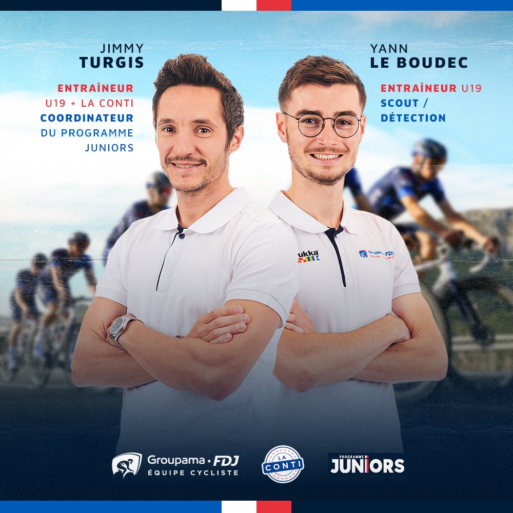 Notre modèle de formation U19 - U23 se renforce ! 

Yann Le Boudec est désormais en charge de la détection. Jimmy Turgis sera coordinateur du Programme Juniors à partir de novembre.

Thierry Cornec, Directeur Général Adjoint, vous explique tout 🔗 equipecycliste-groupama-fdj.fr/actualites/thi…