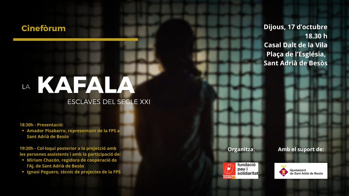 raulespinosabdn's tweet image. El dijous 17 a #SantAdriàBesos projectarem el documental #Kafala esclaves del segle XXI, en ell, la Cantina, Noel, Idan i Marianne, treballadores domèstiques de la llar al Líban, ens explicaran com es la seva vida d'exclavitud, veient sistemàticament  vulnerats els seus drets.
