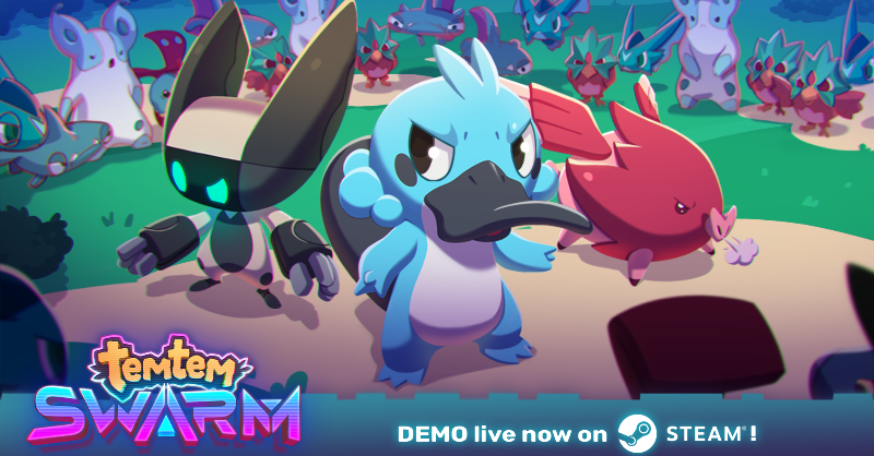 PlayTemtem's tweet photo. 💥 Download the free demo of Temtem: Swarm on Steam now!

Team up in this 3-player co-op bullet heaven: battle bosses, evolve your character, and explore a vibrant world of adorable creatures! 

Available on Steam.