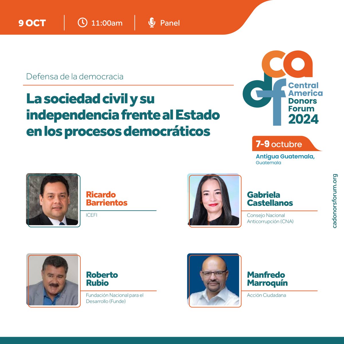 SeaIF's tweet photo. #SociedadCivil #CADF2024
Panel | 9 de octubre
Civil Society & Independence from the State in Democratic Processes
📔Agenda CADF 2024: https://t.co/Ncm7vQnolN
#TransformationalPartnerships
@ICEFI @@GCastellanosL @cnahonduras @Fundeorg @ManfredoGuate @AcGuatemala @Eric_Latam https://t.co/2uRJ1NkyAC