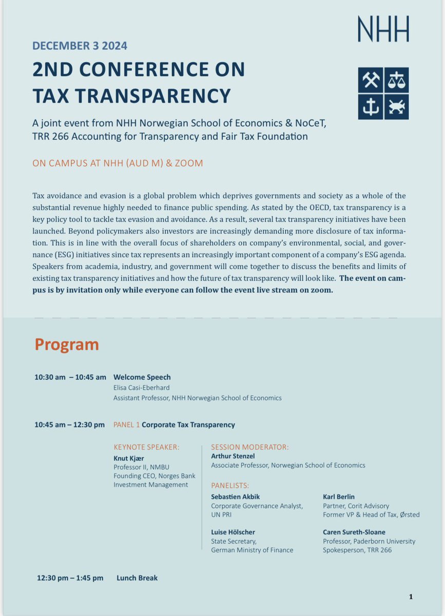 Yvette Lind (@yslind) on Twitter photo @CasiElisa and <a href="/NHHnor/">NHH Norwegian School of Economics</a> are organising a tax transparency conference in December. For more info: nhh.no/en/calendar/bu… @CasiElisa and <a href="/NHHnor/">NHH Norwegian School of Economics</a> are organising a tax transparency conference in December. For more info: nhh.no/en/calendar/bu…