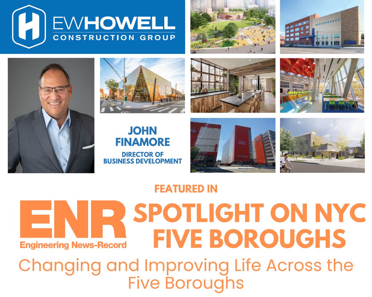 ewhowell's tweet image. EW Howell&apos;s John Finamore shared insights on the company&apos;s #NYCProjects in an interview with @ENRnews. John highlighted challenges, #BuildingTrends, and ongoing and upcoming projects improving #QualityOfLife for New Yorkers: bit.ly/3YdnPc4

#NYCCommunity #Construction