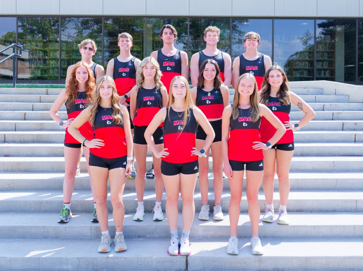 MACRunningCards's tweet photo. The @MACRunningCards will be on the road today to Elsah, Illinois to race @PrinAthletics Twilight XC Meet. Race times are 5:30 for the @NJCAAXCTF DIII #1 ranked Lady Cards and 6:15 for the #5 ranked men. #CompeteCards
@MAC_Cards 
@MineralAreaCC 
@KFMOsports 
@MattKing_Sports https://t.co/q54HNuy4tG