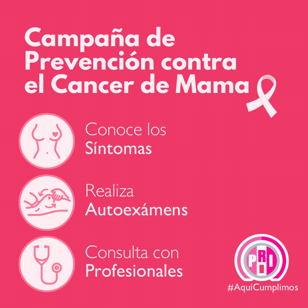 En este mes rosa, te invitamos a realizar tus estudios cáncer de mama. 

Por ti y por tu familia. 

#AquíCumplimos 

Carlos Robles
<a href="/PRICoahuila/">PRI COAHUILA</a> 
<a href="/_JuanCarlos85/">Juan Carlos Mendoza</a>