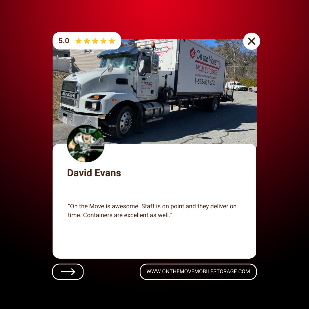 Thank you, David Evans, for the great feedback! We're thrilled to hear you had a great experience with our team and timely deliveries. Our high-quality containers and service are here to make your move stress-free! 🚚📦 #OnTheMove #CustomerSatisfaction #ReliableService