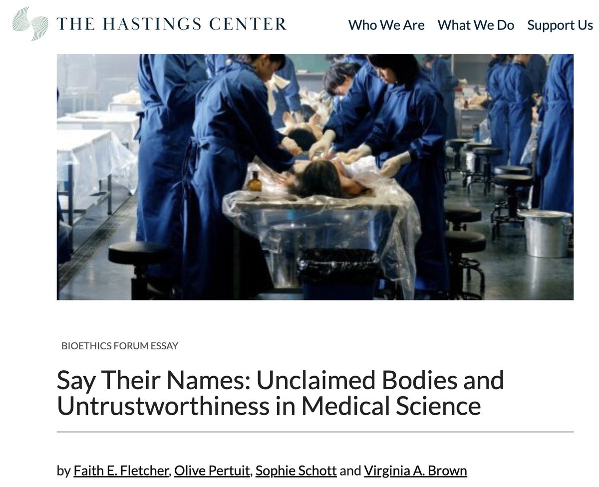 Sophie L. Schott (@mybestschott) on Twitter photo Failure to be truthful & transparent about consent for use of the deceased in medical science erodes public trust in research + healthcare. <a href="/VirginiaABrown/">Virginia A Brown PhD</a> <a href="/FaithEFletcher/">Faith Fletcher, PhD, MA</a> <a href="/OliveRPertuit/">Olive Pertuit</a> & I write in <a href="/hastingscenter/">The Hastings Center for Bioethics</a> about use of unclaimed bodies in med ed thehastingscenter.org/say-their-name… Failure to be truthful & transparent about consent for use of the deceased in medical science erodes public trust in research + healthcare. <a href="/VirginiaABrown/">Virginia A Brown PhD</a> <a href="/FaithEFletcher/">Faith Fletcher, PhD, MA</a> <a href="/OliveRPertuit/">Olive Pertuit</a> & I write in <a href="/hastingscenter/">The Hastings Center for Bioethics</a> about use of unclaimed bodies in med ed thehastingscenter.org/say-their-name…