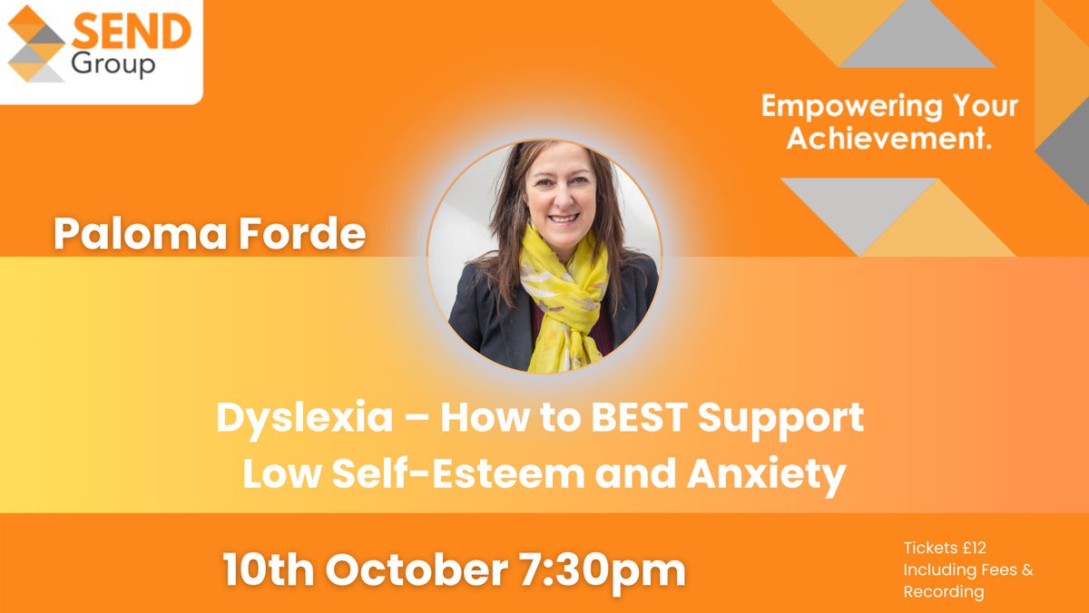 We’re thrilled to welcome Paloma Forde, a renowned dyslexia specialist, to our upcoming Inclusion Insights webinar! Join her tomorrow for not to be missed strategies
📅 Register today: thesend.academy/inclusion-insi…
#SENExpert #SpecialNeedsEducation #WebinarSeries #DyslexiaSupport #DAW2