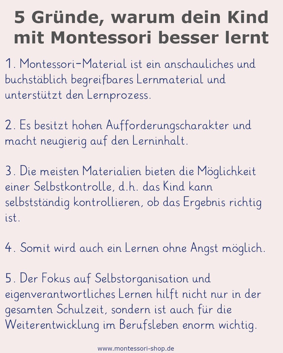 5 Gründe, warum dein Kind mit Montessori besser lernt montessori-shop.de #montessori #lernen #kindergarten #grundschule #schule