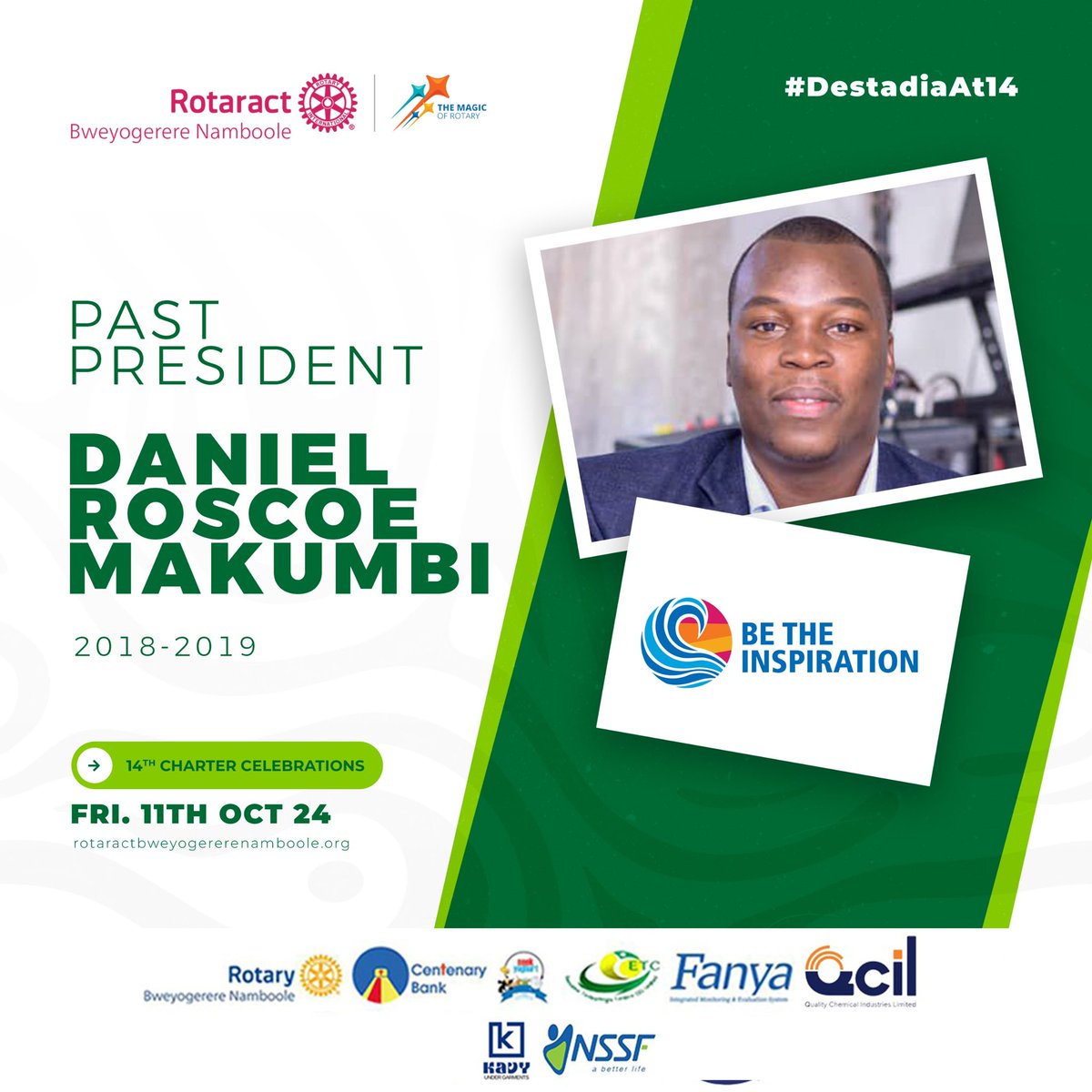 Rotaract Club of Bweyogerere Namboole (@destadia) on Twitter photo PP <a href="/Makumbirsc/">Makumbi-Ssentamu</a> govt, 6 service projects, e.g medical outreach in Fort Portal and rainwater, harvesting project in Mbalwa, Contributed $729 to The Rotary Foundation, earning a Paul Harris Fellow (PHF) won Rotaract Club of the Year at the 94th DCA in Dar es Salaam
#DestadiaAt14 PP <a href="/Makumbirsc/">Makumbi-Ssentamu</a> govt, 6 service projects, e.g medical outreach in Fort Portal and rainwater, harvesting project in Mbalwa, Contributed $729 to The Rotary Foundation, earning a Paul Harris Fellow (PHF) won Rotaract Club of the Year at the 94th DCA in Dar es Salaam
#DestadiaAt14