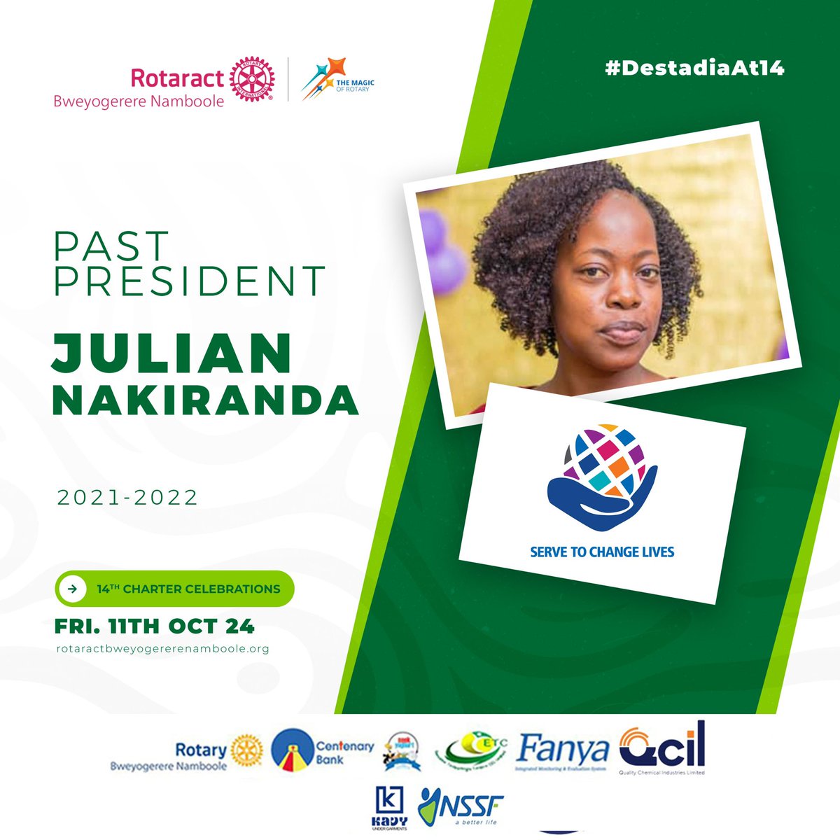 Rotaract Club of Bweyogerere Namboole (@destadia) on Twitter photo PP <a href="/JulianNakiranda/">JULIAN Racheal</a>: membership growth from 41 to 75 members, a 3 year Deserving Hope project in Lwankoni, road safety project Bweyogerere and Kira, Initiated a vocational tour to a pottery and charcoal stove-making venture, had club's first financial audit
#DestadiaCharterNight PP <a href="/JulianNakiranda/">JULIAN Racheal</a>: membership growth from 41 to 75 members, a 3 year Deserving Hope project in Lwankoni, road safety project Bweyogerere and Kira, Initiated a vocational tour to a pottery and charcoal stove-making venture, had club's first financial audit
#DestadiaCharterNight