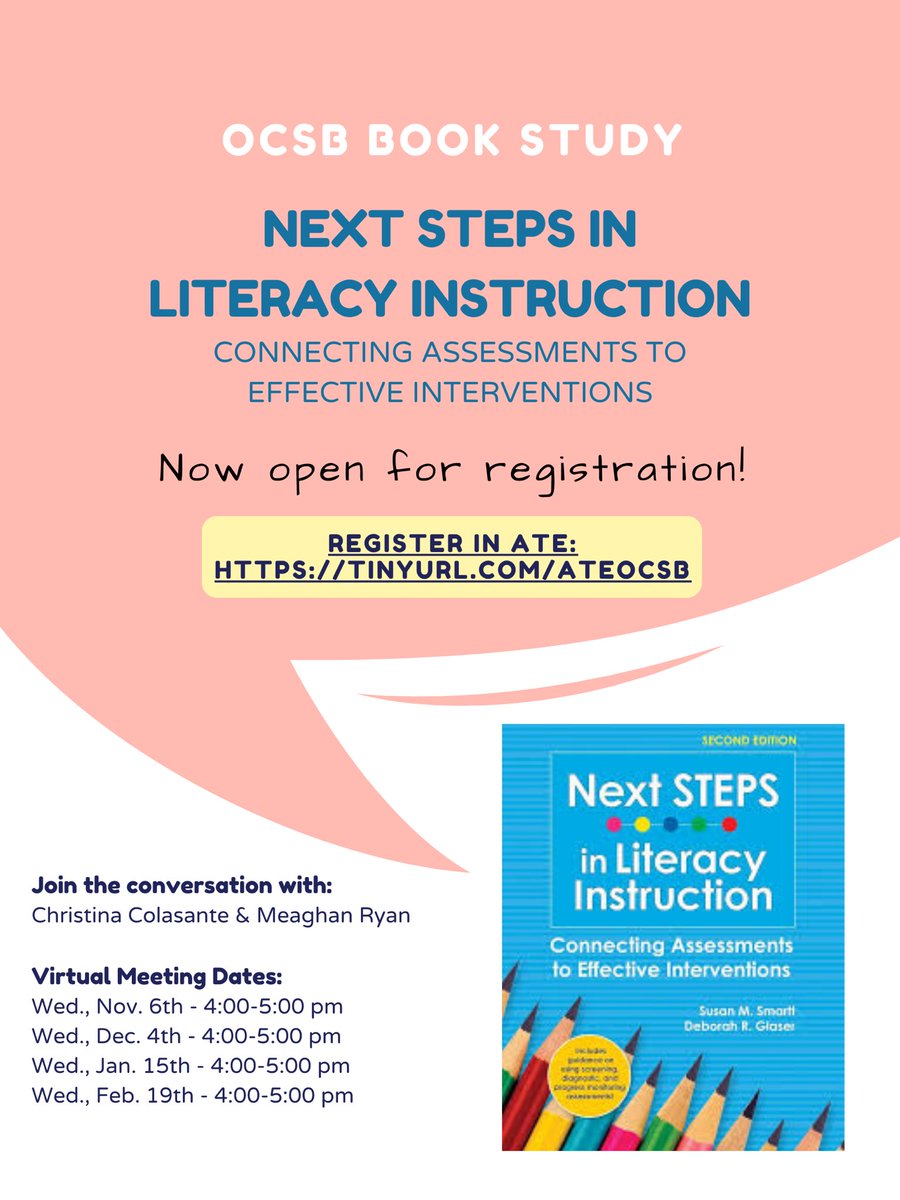 Christina Colasante (@christina_cola) on Twitter photo #OCSB educators looking for next steps after literacy screening join <a href="/MeaghanRyan5/">Meaghan Ryan</a> and I for our book club, βNext Steps in Literacy Instruction: Connecting Assessments to Effective Interventionsβ by S. Smart & D. Glaser. Participants will receive a copy of the book. Begins Nov6. #OCSB educators looking for next steps after literacy screening join <a href="/MeaghanRyan5/">Meaghan Ryan</a> and I for our book club, βNext Steps in Literacy Instruction: Connecting Assessments to Effective Interventionsβ by S. Smart & D. Glaser. Participants will receive a copy of the book. Begins Nov6.