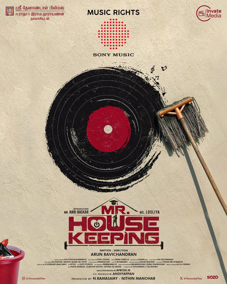 Thenandal Films (@thenandalfilms) on Twitter photo .<a href="/SonyMusicSouth/">Sony Music South India</a> makes a clean sweep by bagging the music rights for #MrHousekeeping! 🎵🧹
#Mrhousekeeping #SriThenandalFilms #TSL #InvateMedia #HariBaskar #Losliya
Written & Directed by:
#ArunRavichandran
<a href="/ThenandalFilms/">Thenandal Films</a> <a href="/invatemedia/">InvateMedia</a> <a href="/MuraliRamasamy4/">THENANDAL RAMASAMY</a> #NithinManohar .<a href="/SonyMusicSouth/">Sony Music South India</a> makes a clean sweep by bagging the music rights for #MrHousekeeping! 🎵🧹
#Mrhousekeeping #SriThenandalFilms #TSL #InvateMedia #HariBaskar #Losliya
Written & Directed by:
#ArunRavichandran
<a href="/ThenandalFilms/">Thenandal Films</a> <a href="/invatemedia/">InvateMedia</a> <a href="/MuraliRamasamy4/">THENANDAL RAMASAMY</a> #NithinManohar
