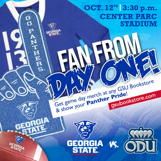 GSUCampusSrvcs's tweet image. Gear up for game day at the GSU Bookstore! Next home game is October 12th - 3:30 pm - Center Parc Stadium. gsubookstore.com