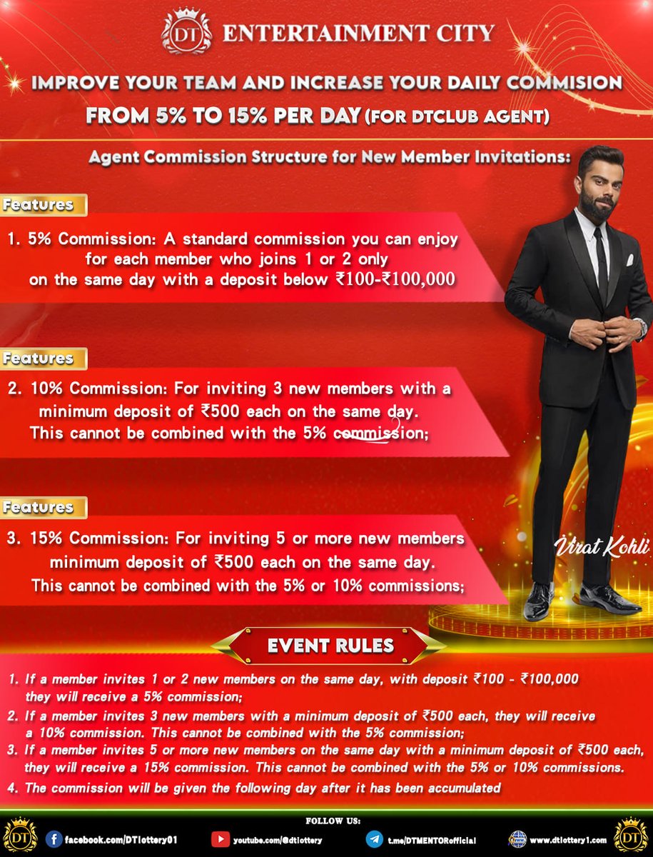 indiaonline01's tweet photo. Join DT Entertainment and Boost Your Earnings by 15% as a DT Agent!

🎬 YT : @dtlottery
🌐 Website : https://t.co/Xtq3NFYHUd
#AliaBhatt
#PAKvENG
#Prabhas
#AEWDynamite
#RajatDalal
#dtentertainment
#dtgames https://t.co/OCeZV6GwQT