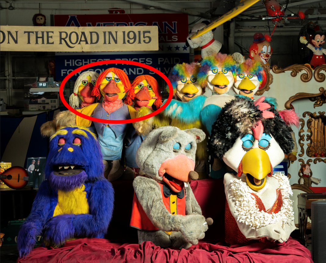 #Twitterstorians/#Trivia fans: Can you help me out?

One of LHL's research fellows is writing an article on the use of animatronics <a href="/ChuckECheese/">Chuck E. Cheese</a> and is having trouble identifying the 3 performers marked w/a circle in this photograph. Does anyone know their names?

#ChuckECheese