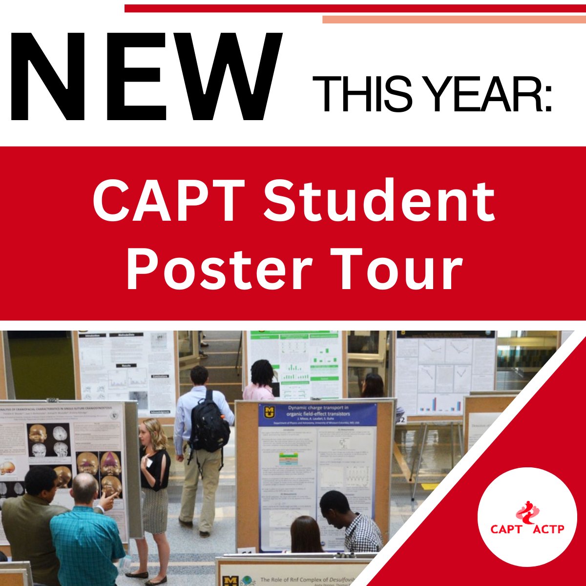 NEW this year at the 2024 CAPT-ACTP Conference! The Student Poster Tour will give students the opportunity to receive feedback on their poster through a mock evaluation by Dr. Jason Guertin. #practicemakesperfect #CAPT_ACTP2024

Register here: capt-actp.ca/register/