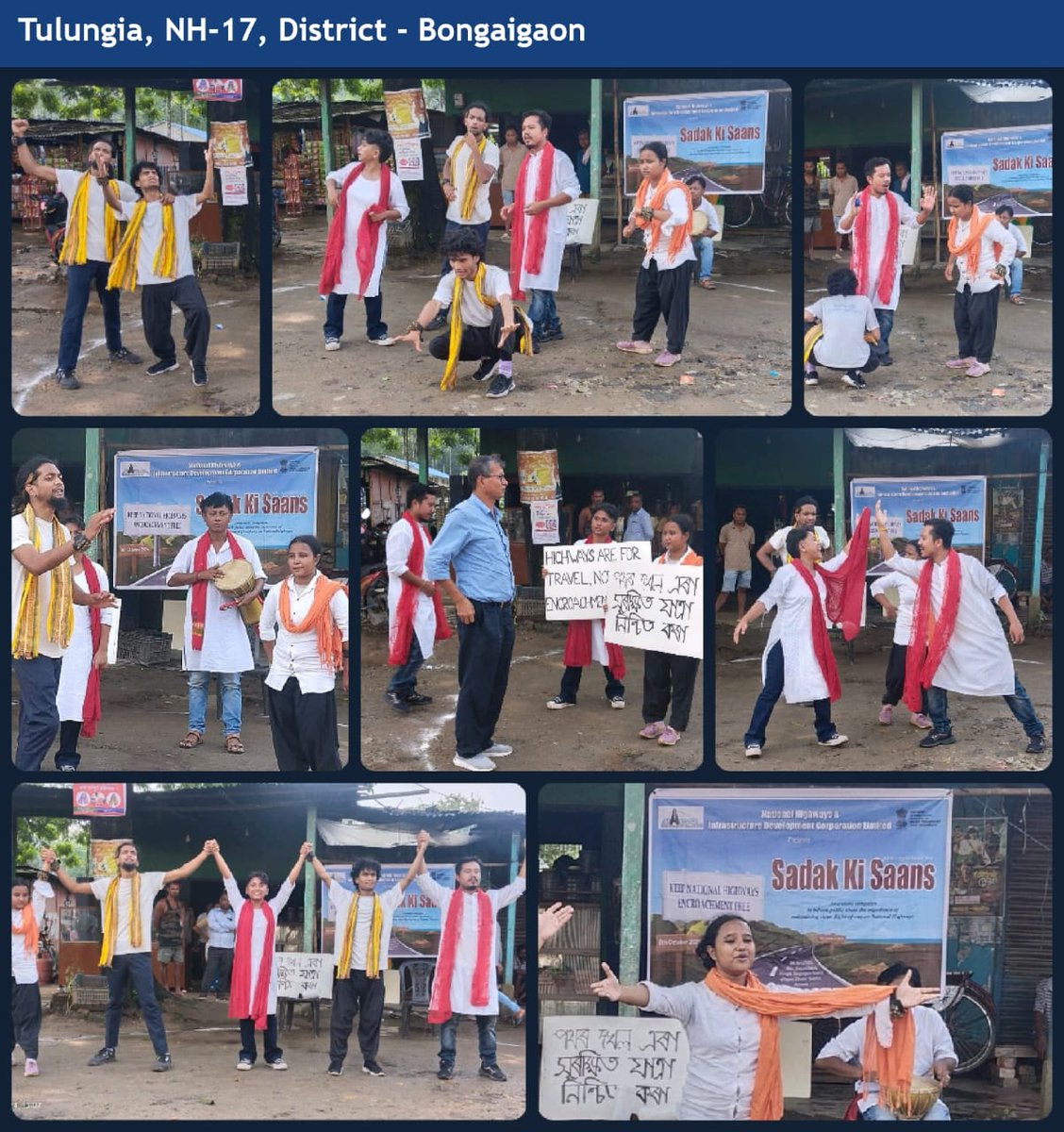 On October 9, 2024, four Nukkad Nataks (street plays) were conducted in Districts of Dhubri, Bongaigaon, Goalpara &amp; Kamrup, to address encroachments on National Highways. We appreciate the local communities' participation in this initiative.

#CommunityEngagement #safehighways